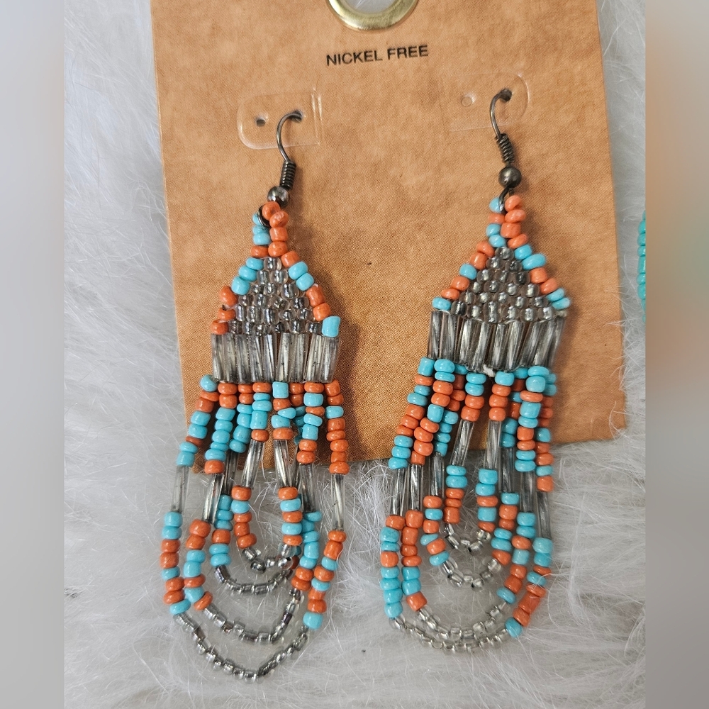 3 Pairs Boho Beaded Earrings - Picture 2 of 4